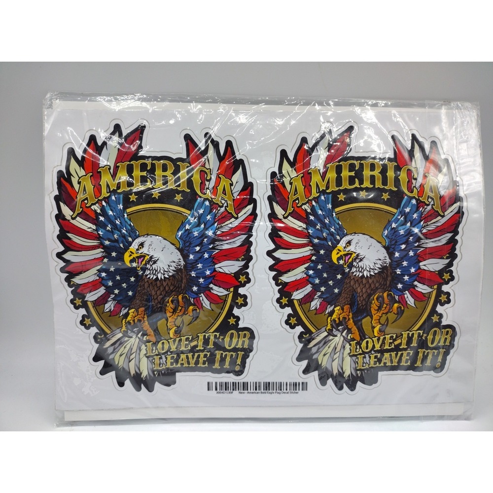 American Bald Eagle:  American Flag - Love it or Leave it Decal Sticker  6" X4"